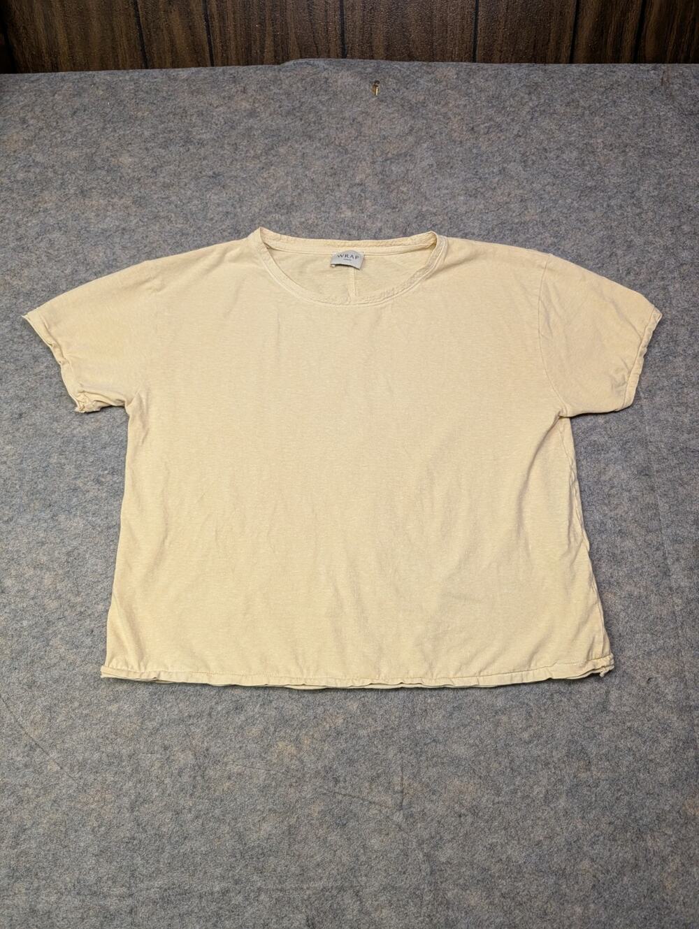 Wrap London Hemp Organic Cotton Butter Yellow Short Sleeve Top US Sz 14 L